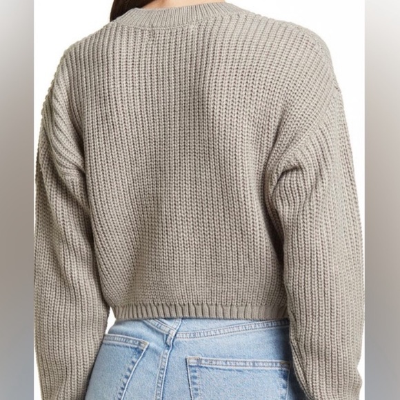 Elodie Rust Acrylic Cropped Crew Neck Ribbed Sweater NWT - Picture 4 of 5